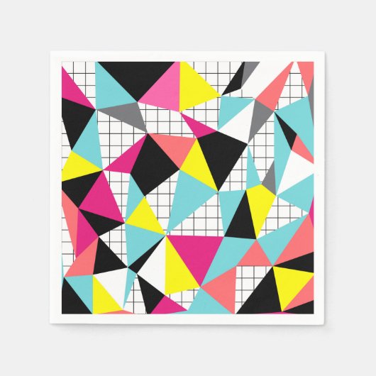 Serviette En Papier Memphis, formes géométriques (Devant)