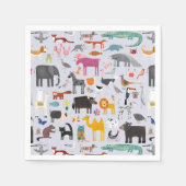 Serviette En Papier Ménagerie animale amusante (Devant)