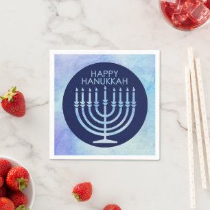 Serviette En Papier Menorah aquarelle Hanukkah