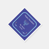 Serviette En Papier Menorah de HANUKKAH bleue Personnaliser NOM (Coin)
