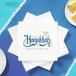 Serviette En Papier Menorah d'or "Happy Hanoukka"<br><div class="desc">"Happy Hanoukka" Gold Menorah design.</div>