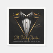 Serviette En Papier Mens Black Gold fête d'anniversaire (Devant)