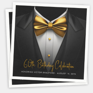 Serviette En Papier Mens Black Gold Tuxedo Anniversaire