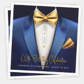 Serviette En Papier Mens Blue Gold Tuxedo fête d'anniversaire