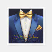 Serviette En Papier Mens Blue Gold Tuxedo fête d'anniversaire (Devant)