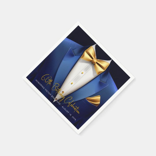Serviette En Papier Mens Blue Gold Tuxedo fête d'anniversaire (Coin)