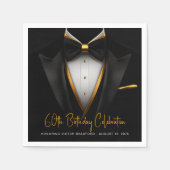 Serviette En Papier Mens Classy Black Gold Tuxedo Anniversaire (Devant)