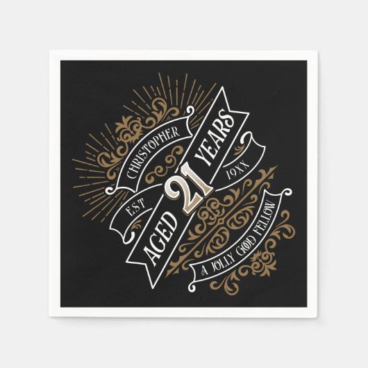 Serviette En Papier Mens Funny Whiskey 21e anniversaire (Devant)