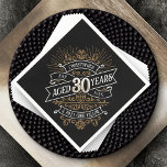 Serviette En Papier Mens Funny Whiskey 30e anniversaire<br><div class="desc">Célébrez le grand 3-0 avec style et humour avec ce design d'anniversaire au whisky vintage d'inspiration étiquette. La typographie noir, or et blanc est ornée et élégante, lui conférant une atmosphère rétro vintage classique. Parfait pour l'homme (ou la femme !) dans votre vie qui aime leur scotch, les esprits, le...</div>