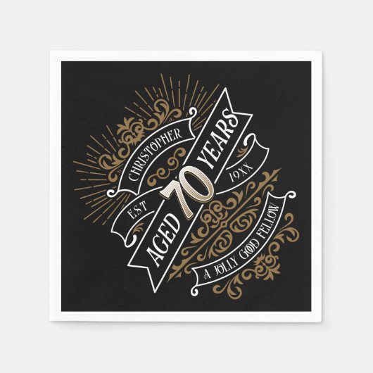 Serviette En Papier Mens Funny Whiskey 70e anniversaire (Devant)