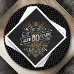 Serviette En Papier Mens Funny Whiskey 80e anniversaire<br><div class="desc">Célébrez le grand 8-0 avec style et humour avec ce design d'anniversaire au whisky vintage d'inspiration étiquette. La typographie noir, or et blanc est ornée et élégante, lui conférant une atmosphère rétro vintage classique. Parfait pour l'homme (ou la femme !) dans votre vie qui aime leur scotch, les esprits, le...</div>