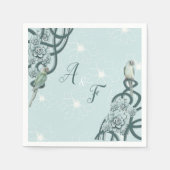 Serviette En Papier Menthe bleu pin Vert Succulents (Devant)