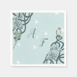 Serviette En Papier Menthe bleu pin Vert Succulents