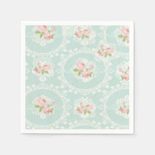 Serviette En Papier Menthe chic minable et serviettes roses de
