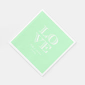 Serviette En Papier Menthe, Serviettes LOVE Blanches (Coin)