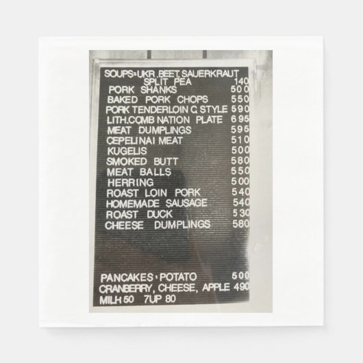 Serviette En Papier Menu alimentaire lituanien polonais Cècélinai Vian (Devant)