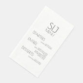 Serviette En Papier Menu de mariage simple noir et blanc moderne (Coin)