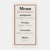 Serviette En Papier Menu Italien Diner Naples (Devant)