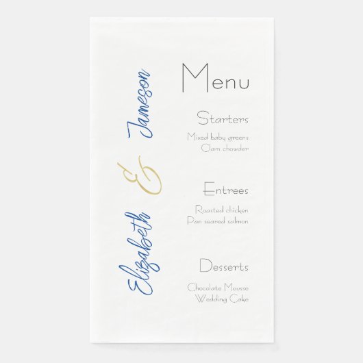 Serviette En Papier Menu mariage serviettes, Élégant, Mariage personna (Devant)