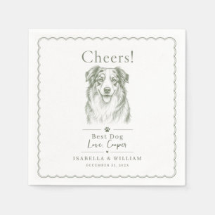 Serviette En Papier Menu personnalisé de mariage de chien minimaliste
