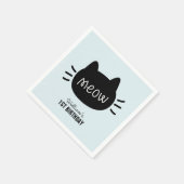 Serviette En Papier Meow Black Cat Face Blue Boy Anniversaire (Coin)
