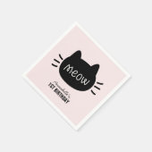 Serviette En Papier Meow Chat noir visage rose fille Anniversaire (Coin)
