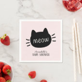 Serviette En Papier Meow Chat noir visage rose fille Baby shower (En situation)