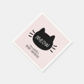Serviette En Papier Meow Chat noir visage rose fille Baby shower (Coin)
