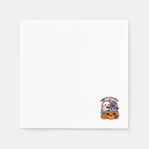 Serviette En Papier Meow-Loween - Cute Halloween Conception Chat