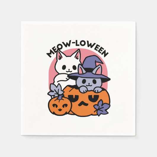 Serviette En Papier Meow-Loween - Cute Halloween Conception Chat (Devant)