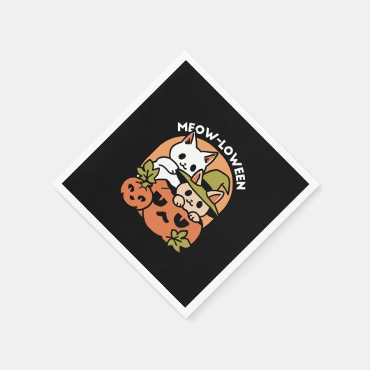Serviette En Papier Meow-Loween - Festive Halloween Conception de chat (Coin)