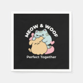 Serviette En Papier Meow & Woof Perfect Together - Cute Cat and Dog (Devant)