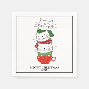 Serviette En Papier MeowChristmas Custom Cats Coupe Écharpes mignonnes
