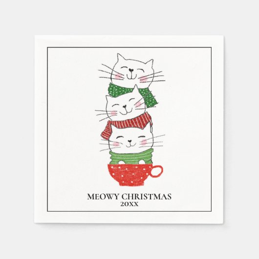 Serviette En Papier MeowChristmas Custom Cats Coupe Écharpes mignonnes (Devant)