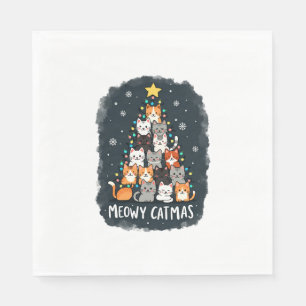 Serviette En Papier Meowy Catmas Chat Arbre de Noël Xmas Filles Garçon