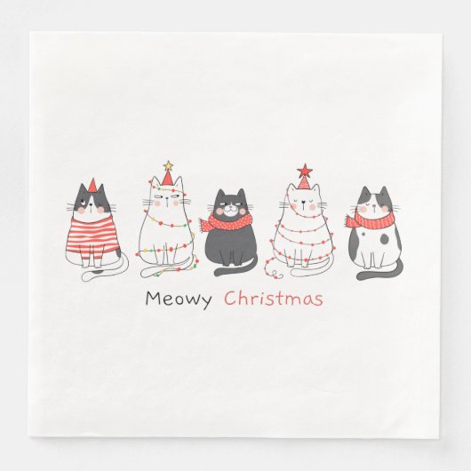 Serviette En Papier Meowy Christmas Cats (Devant)