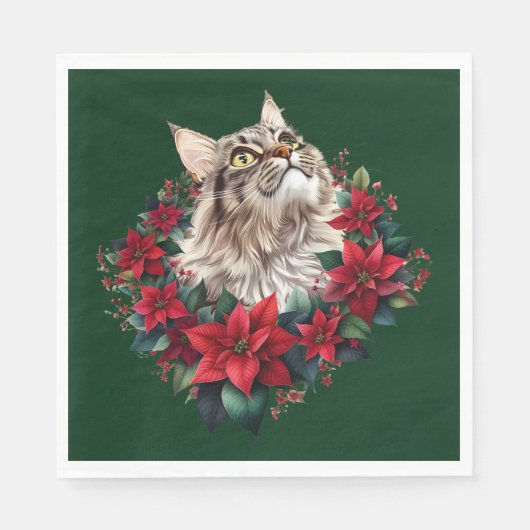 Serviette En Papier Meowy Christmas Maine Coon Cat (Devant)