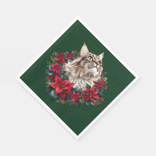 Serviette En Papier Meowy Christmas Maine Coon Cat (Coin)