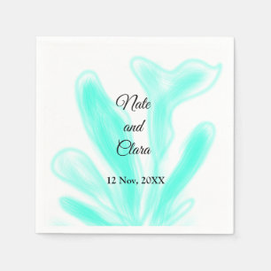 Serviette En Papier Mer algue aquarelle bleu vert mariage personnalisé