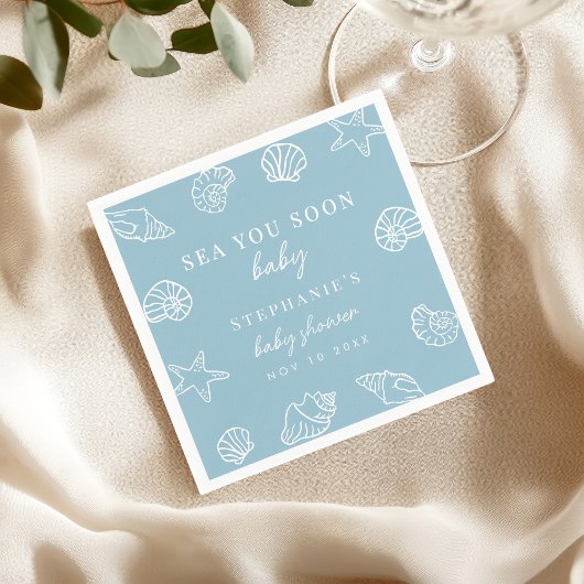 Serviette En Papier Mer Bleue Dusty Vous Bientôt Baby shower Plage Côt