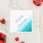 Serviette En Papier Mer brillante peinte eau bleue papier blanc servie (En situation)