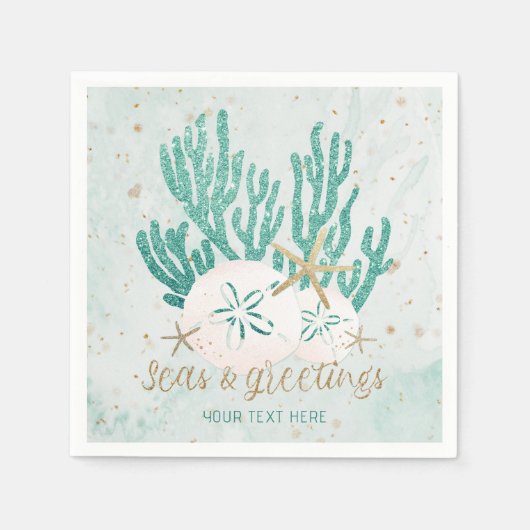 Serviette En Papier MER côtière et salutations Parties scintillant tur (Devant)