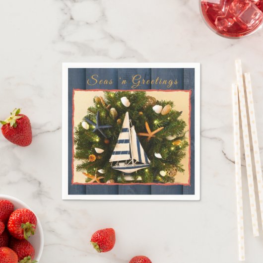 Serviette En Papier Mer Côtière Tropicale 'n Salutations Noël (En situation)