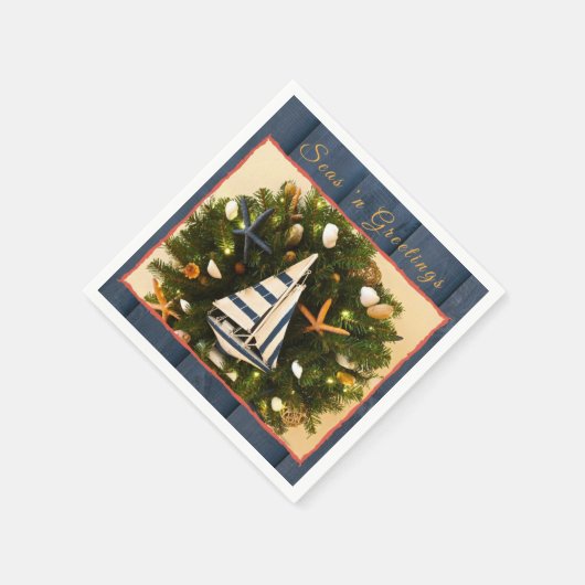 Serviette En Papier Mer Côtière Tropicale 'n Salutations Noël (Coin)