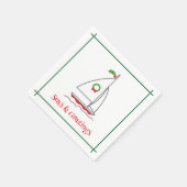 Serviette En Papier Mer et salutations Nautique Vacances Napkin Rouge  (Coin)