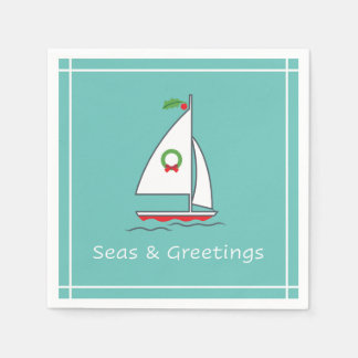 Serviette En Papier Mer et salutations Nautique Vacances Napkin Seafoa