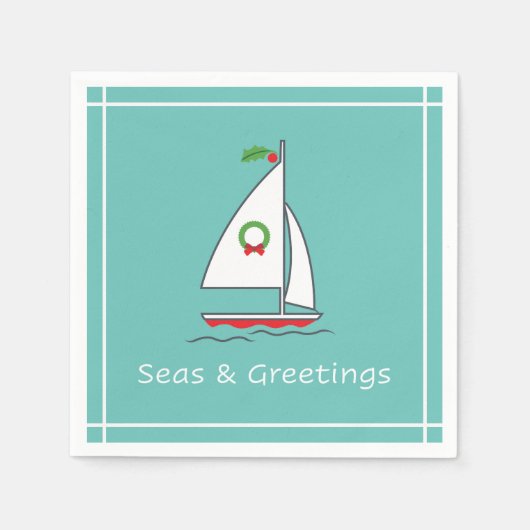 Serviette En Papier Mer et salutations Nautique Vacances Napkin Seafoa (Devant)