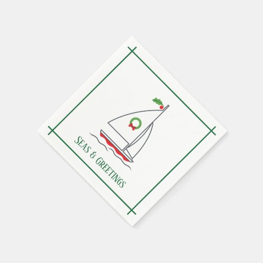 Serviette En Papier Mer et salutations Nautique Vacances Napkin Vert (Coin)