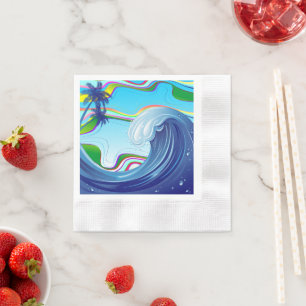 Serviette En Papier Mer Océan Grande Vague Eau