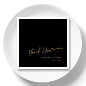 Serviette En Papier Merci à huile d'or - Mariage noir personnalisé